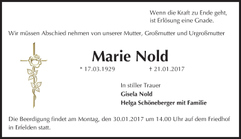 Traueranzeige von Marie Nold von Trauerportal Echo Online
