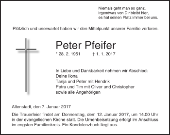 Traueranzeige von Peter Pfeifer von  Kreisanzeiger