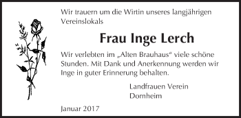 Traueranzeige von Inge Lerch von Trauerportal Echo Online