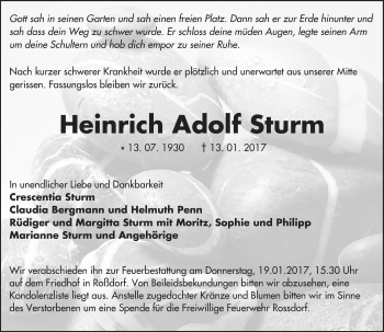 Traueranzeige von Heinrich Adolf Sturm von Trauerportal Echo Online