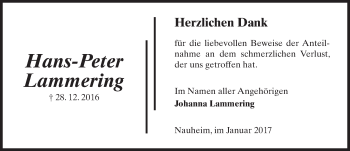 Traueranzeige von Hans-Peter Lammering von Trauerportal Rhein Main Presse