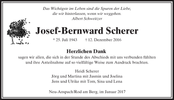 Traueranzeige von Josef-Bernward Scherer von  Usinger Anzeiger