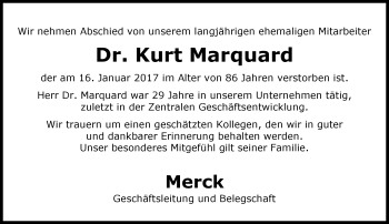 Traueranzeige von Kurt Marquard von Trauerportal Echo Online