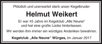 Traueranzeige von Helmut Weikert von  Camberger Anzeiger
