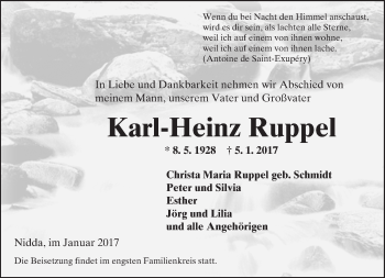 Traueranzeige von Karl-Heinz Ruppel von  Kreisanzeiger
