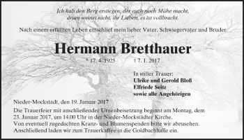 Traueranzeige von Hermann Bretthauer von  Kreisanzeiger