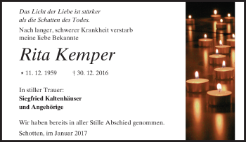 Traueranzeige von Rita Kemper von  Kreisanzeiger