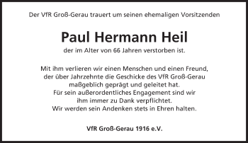 Traueranzeige von Paul Hermann Heil von Trauerportal Echo Online