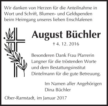 Traueranzeige von August Büchler von Trauerportal Echo Online