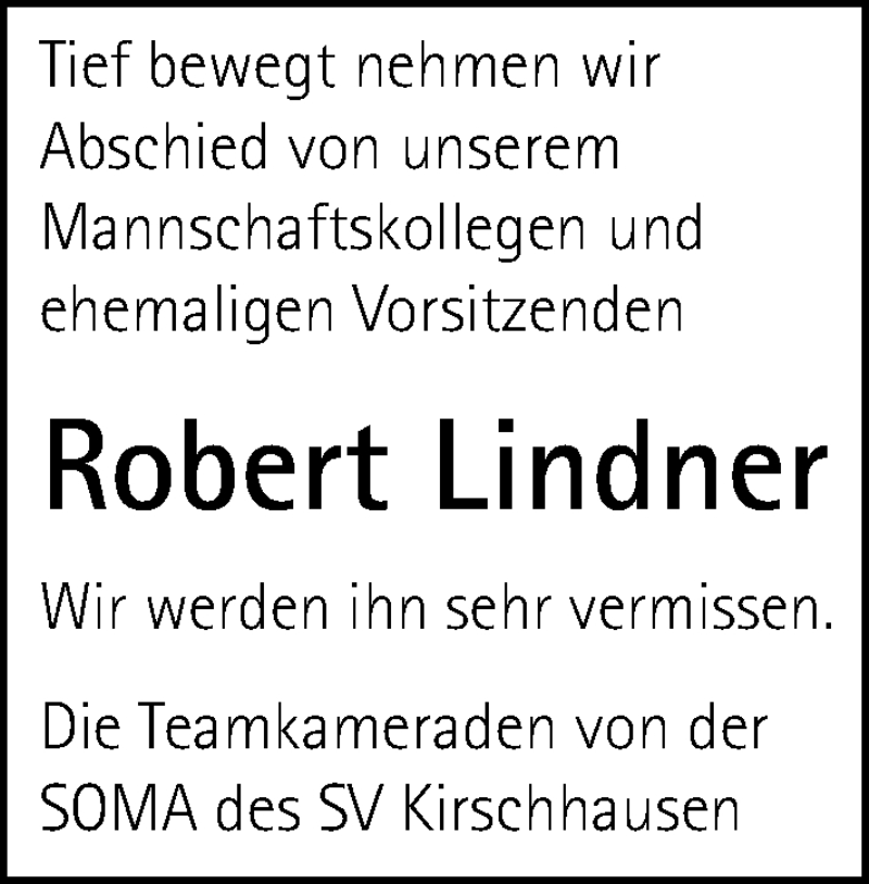  Traueranzeige für Robert Lindner vom 07.01.2017 aus Trauerportal Echo Online