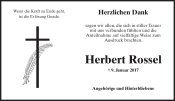 Traueranzeige von Herbert Rossel von Trauerportal Rhein Main Presse