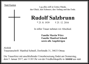 Traueranzeige von Rudolf Salzbrunn von VRM Trauer