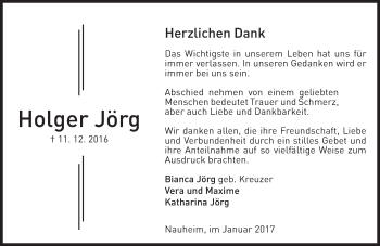 Traueranzeige von Holger Jörg von Trauerportal Rhein Main Presse