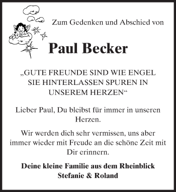 Traueranzeige von Paul Becker von Trauerportal Rhein Main Presse