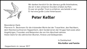 Traueranzeige von Peter Keßler von Trauerportal Echo Online