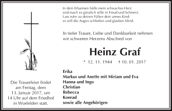 Traueranzeige von Heinz Graf von Trauerportal Echo Online