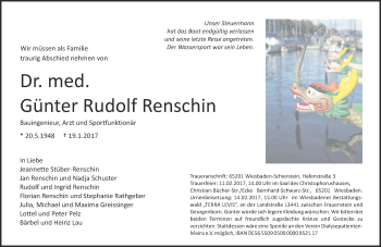 Traueranzeige von Günter Rudolf Renschin von Trauerportal Rhein Main Presse