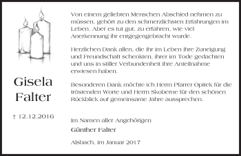 Traueranzeige von Gisela Falter von Trauerportal Echo Online