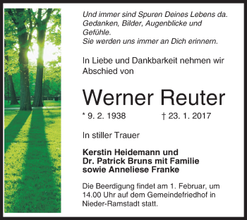 Traueranzeige von Werner Reuter von Trauerportal Rhein Main Presse