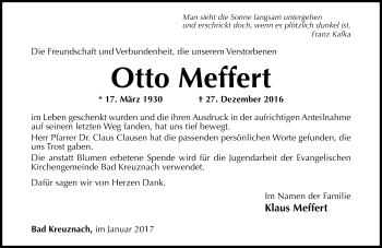 Traueranzeige von Otto Meffert von Trauerportal Rhein Main Presse