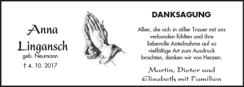 Traueranzeige von Anna Lingansch von Trauerportal Rhein Main Presse