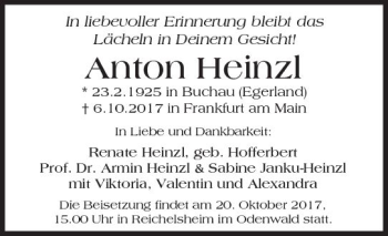 Traueranzeige von Anton Heinzl von Trauerportal Rhein Main Presse