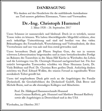 Traueranzeige von Christoph Hummel von Trauerportal Rhein Main Presse