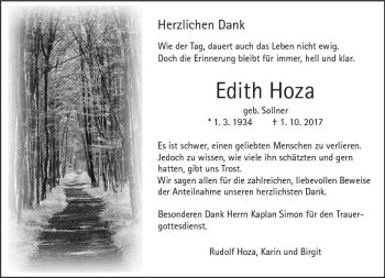 Traueranzeige von Edith Hoza von  Camberger Anzeiger