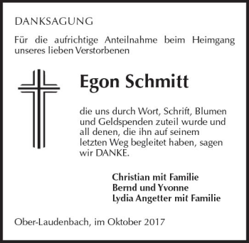 Traueranzeige von Egon Schmitt von Trauerportal Echo Online
