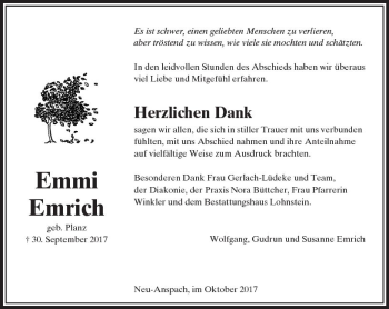 Traueranzeige von Emmi Emrich von  Usinger Anzeiger