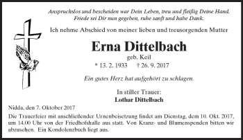 Traueranzeige von Erna Dittelbach von  Kreisanzeiger