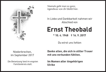 Traueranzeige von Ernst Theobald von  Camberger Anzeiger