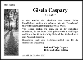 Traueranzeige von Gisela Caspary von VRM Trauer