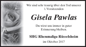 Traueranzeige von Gisela Pawlas von Trauerportal Rhein Main Presse
