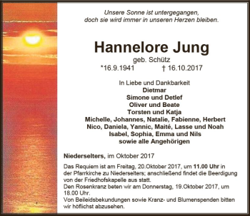 Traueranzeige von Hannelore Jung von  Camberger Anzeiger