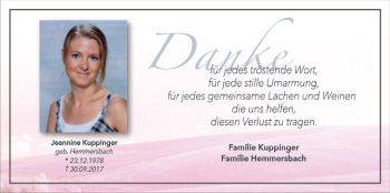 Traueranzeige von Jeannine Kuppinger von Trauerportal Rhein Main Presse