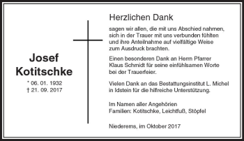 Traueranzeige von Josef Kotitschke von  Camberger Anzeiger