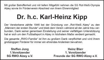 Traueranzeige von Karl-Heinz Kipp von Trauerportal Rhein Main Presse
