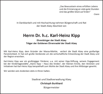 Traueranzeige von Karl-Heinz Kipp von Trauerportal Rhein Main Presse