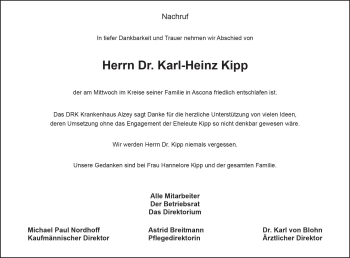 Traueranzeige von Karl-Heinz Kipp von Trauerportal Rhein Main Presse