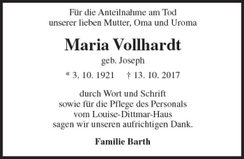 Traueranzeige von Maria Vollhardt von Trauerportal Echo Online