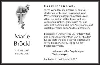 Traueranzeige von Marie Bröckl von VRM Trauer
