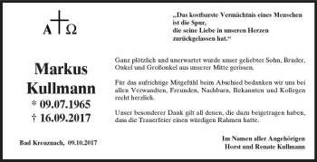 Traueranzeige von Markus Kullmann von Trauerportal Rhein Main Presse