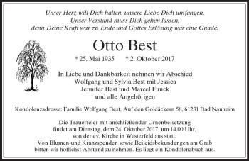 Traueranzeige von Otto Best von  Usinger Anzeiger