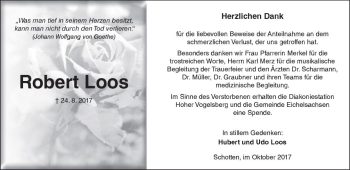 Traueranzeige von Robert Loos von  Kreisanzeiger