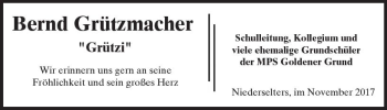 Traueranzeige von Bernd Grützmacher von  Camberger Anzeiger