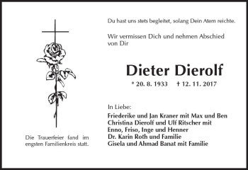 Traueranzeige von Dieter Dierolf von Trauerportal Echo Online