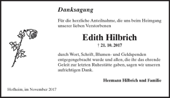 Traueranzeige von Edith Hilbrich von Trauerportal Rhein Main Presse