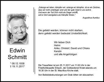 Traueranzeige von Edwin Schmitt von  Camberger Anzeiger