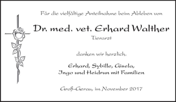 Traueranzeige von Erhard Walther von Trauerportal Echo Online